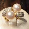 Anello Vintage Contrarie con Perle e Diamanti