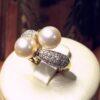 Anello Vintage Contrarie con Perle e Diamanti