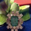 Affascinante Anello da Coctail, Degli Anni ’50, con Smeraldo e Diamanti
